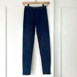 Plush Women Fleece Lined Denim Look Leggings Navy Blue Stretch Pants Small‎